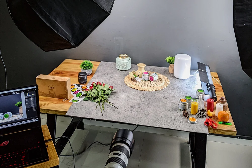 BTS of a product photoshoot