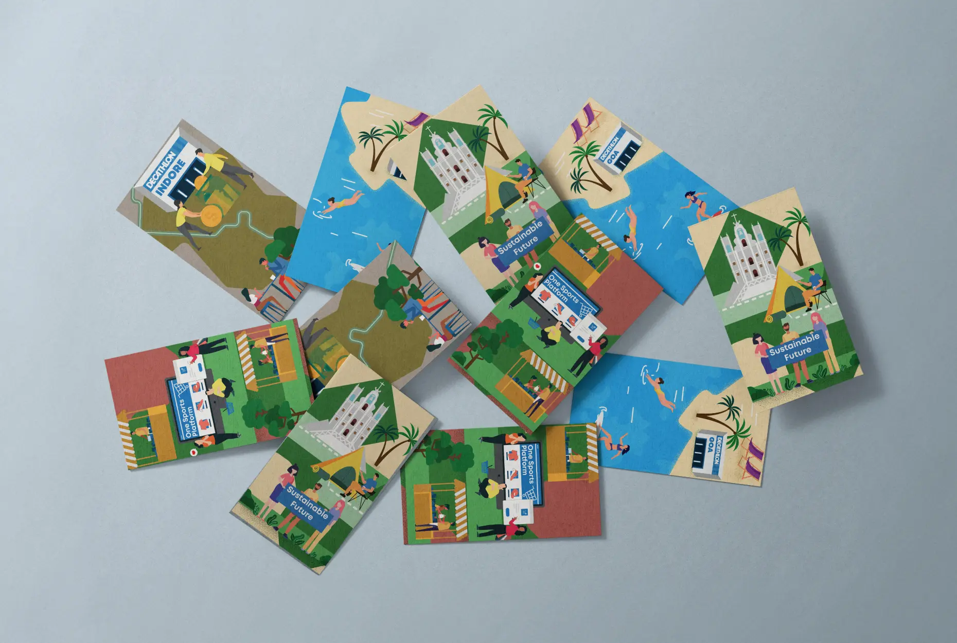 Notepad covers with illustrations of sports and adventure activities.